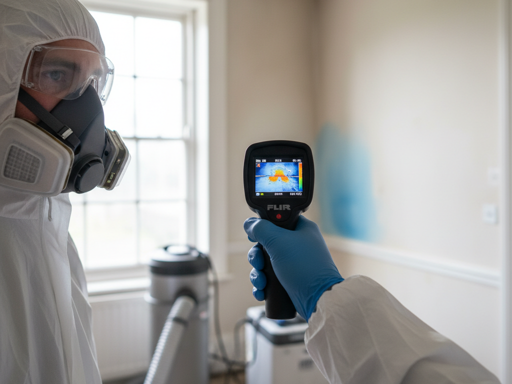 Inspect — Thermal imaging and moisture readings find every affected area and the source behind it.
