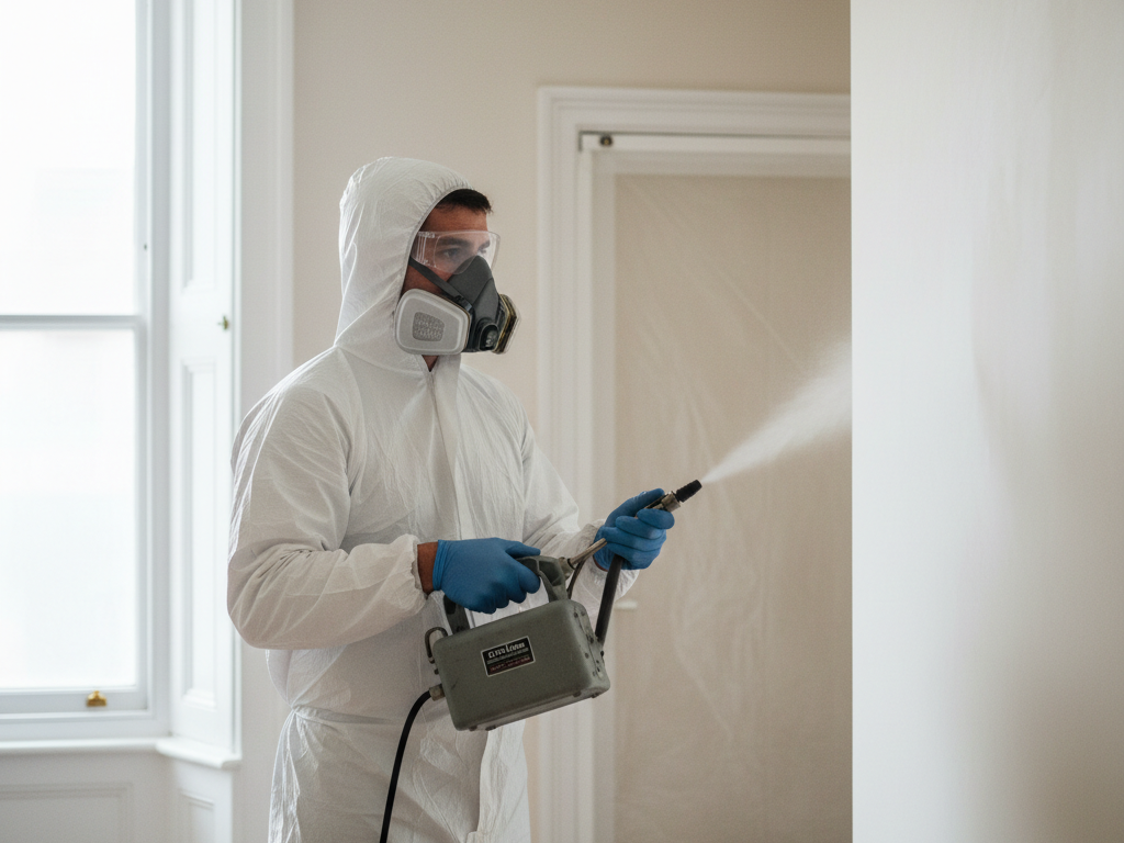Treat — HEPA filtration, safe removal and biocidal antimicrobials clear the mould properly.
